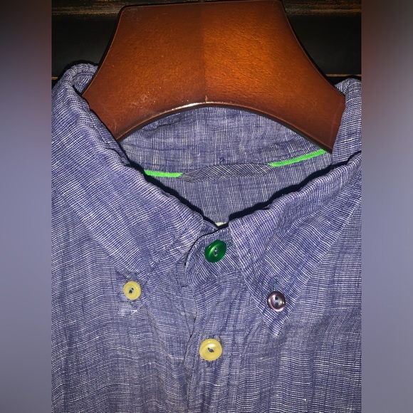 Linen Eton shirt size  15.5 slim - Picture 4 of 6